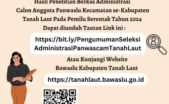 Pengumuman Hasil Seleksi Administrasi Rekrutmen Panwaslu Kecamatan